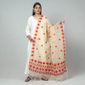 Beige Phulkari Hand Embroidery Kota Doria Silk Dupatta