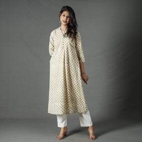 Buy Pipad Block Printed Cotton Long Kurta for Women