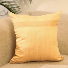 Buy Beige Plain Chanderi Silk Cushion Cover