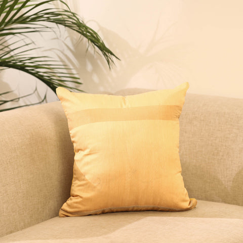 Buy Beige Plain Chanderi Silk Cushion Cover