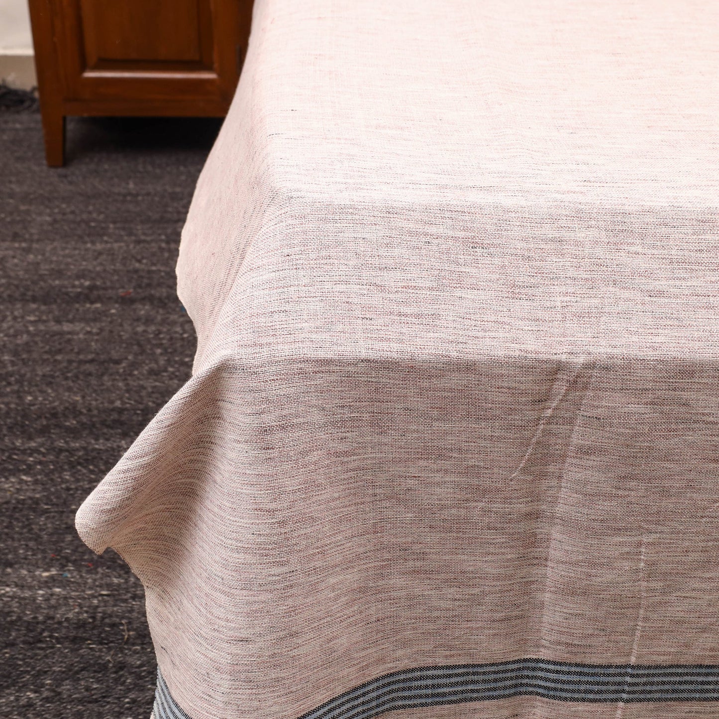 Beige - Plain Cotton Double Handloom Bed Cover (98 x 90 in) 03