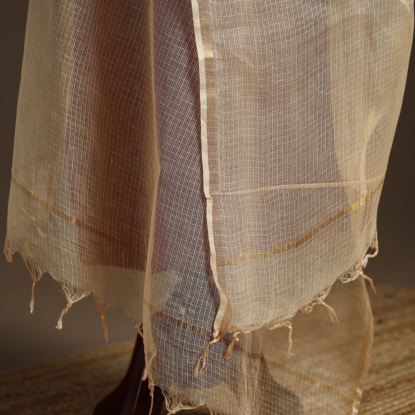 Plain cotton kota doria dupatta 25 - handcrafted