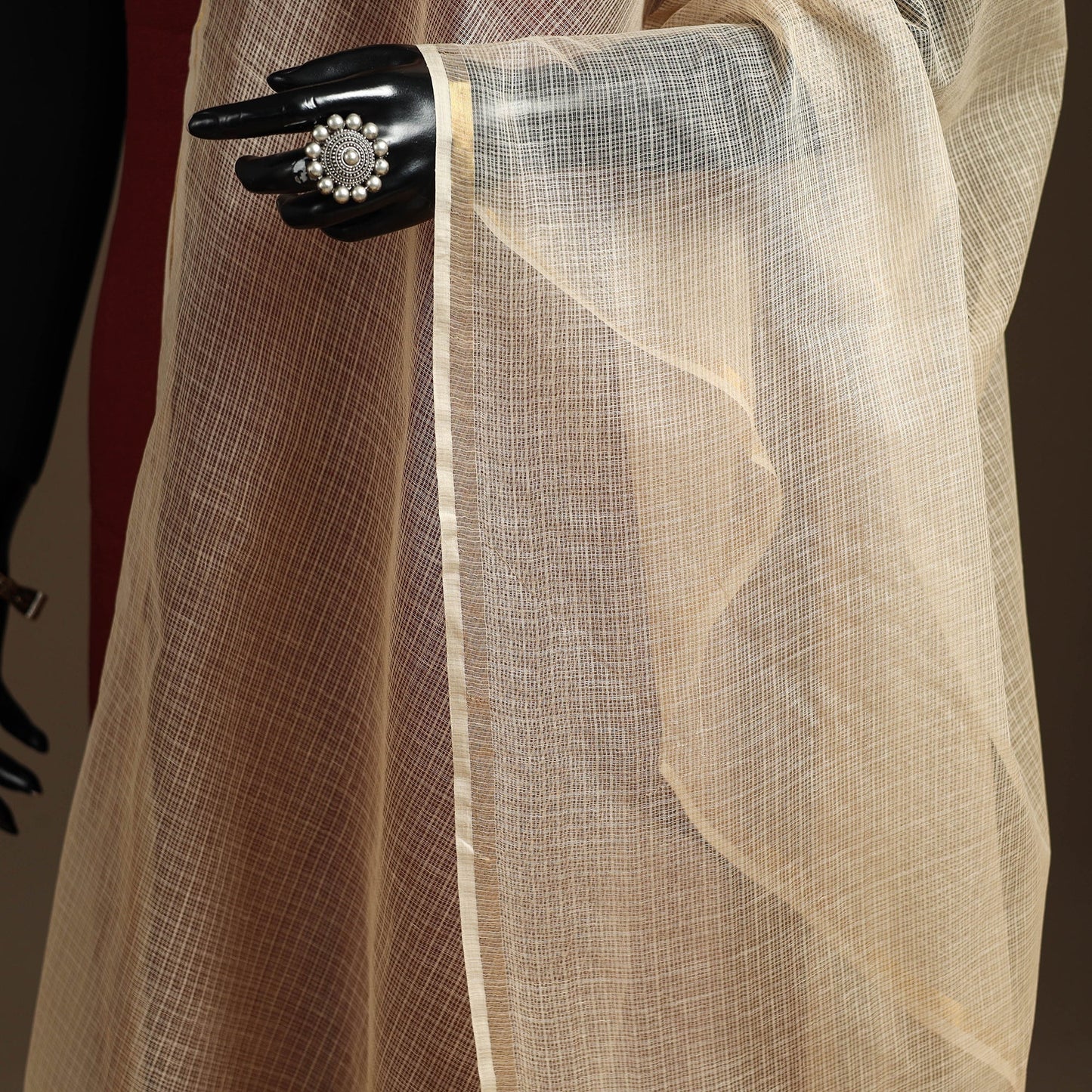 Plain cotton kota doria dupatta 25 - handcrafted