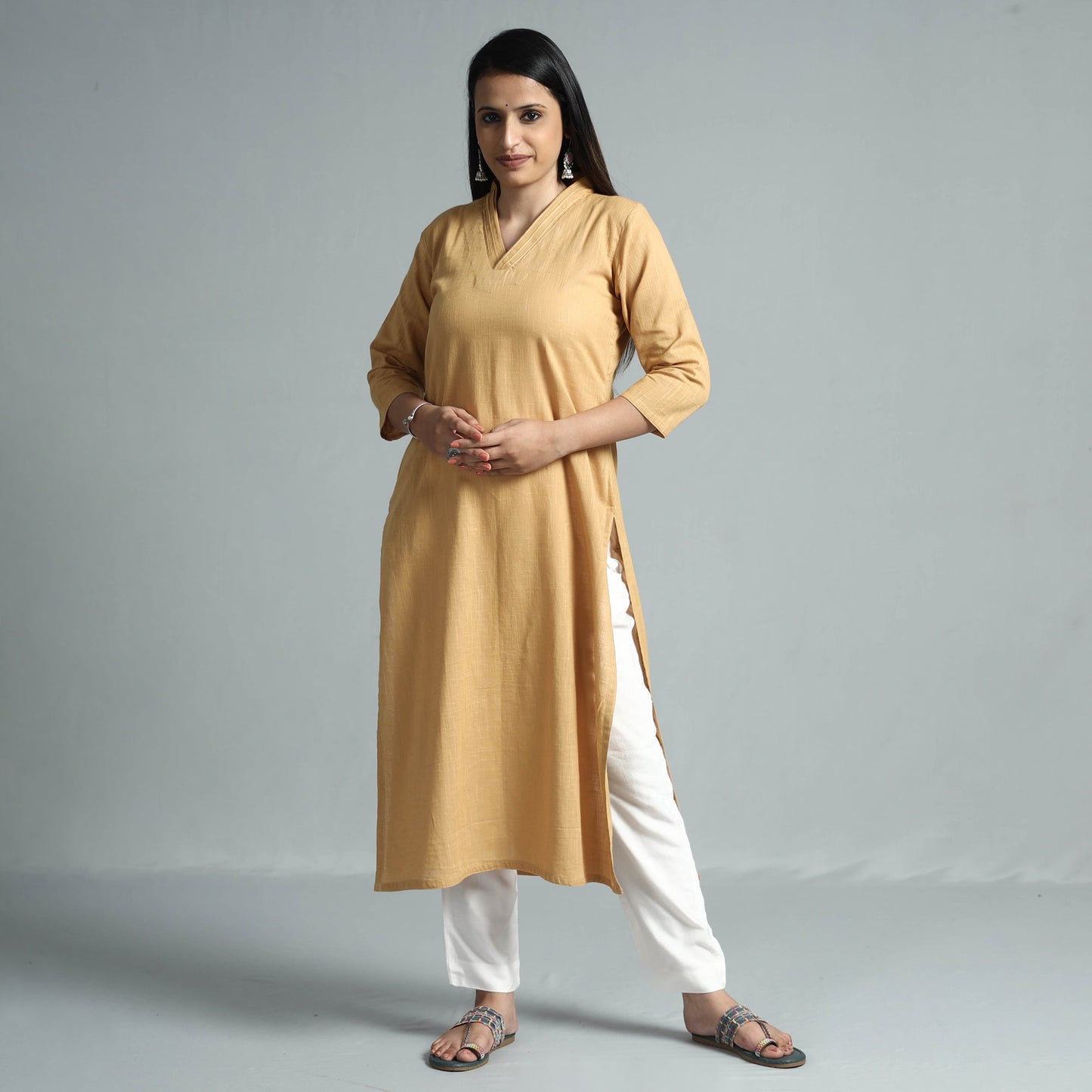  Plain Flex Cotton Long Straight Kurta 21 