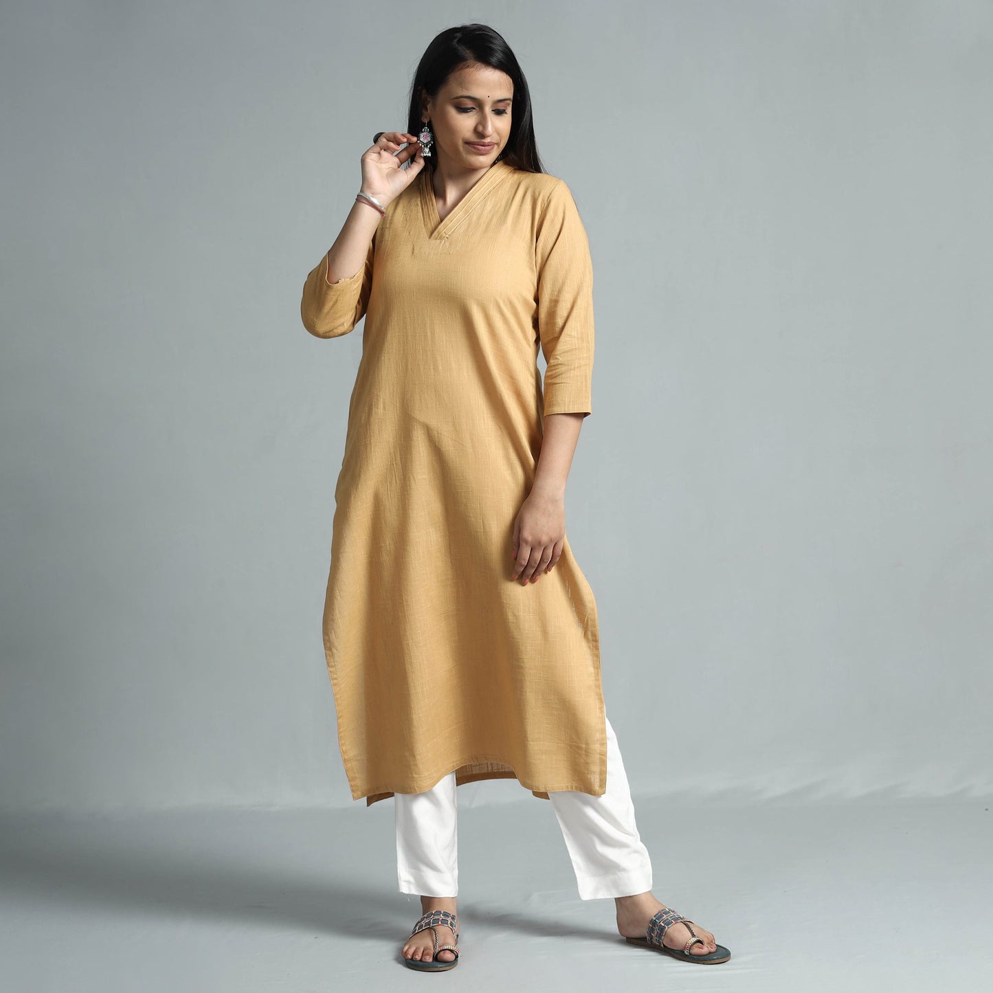  Plain Flex Cotton Long Straight Kurta 21 