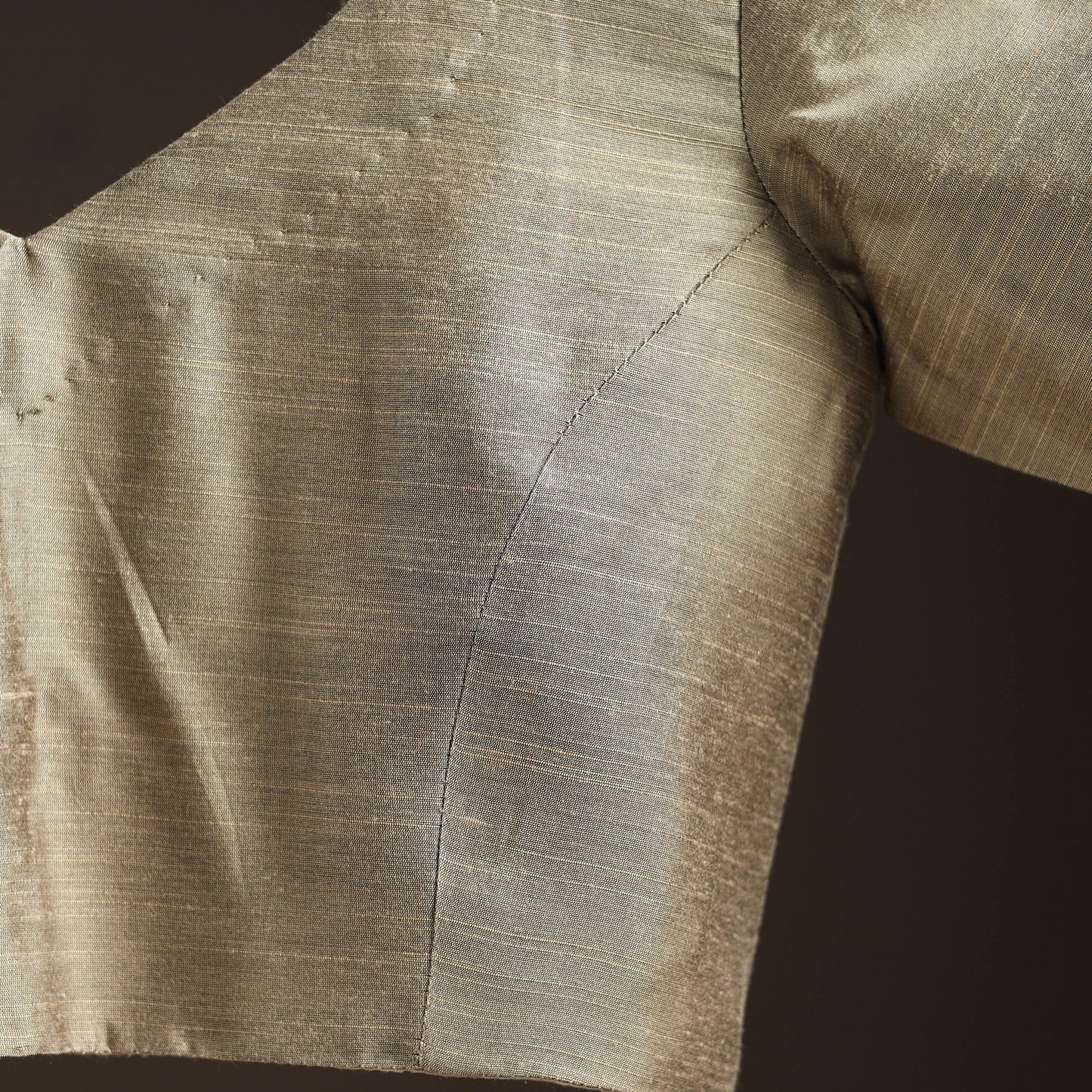 Plain slub silk readymade blouse 07 - handcrafted