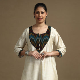 Buy Plain Solid Slub Silk Straight Kurta for Women
