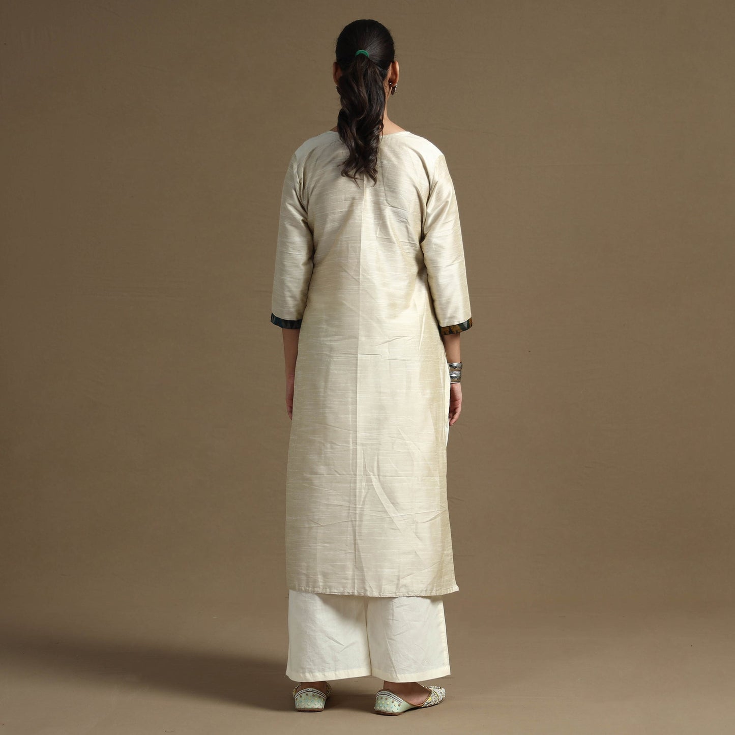 Buy Plain Solid Slub Silk Straight Kurta for Women
