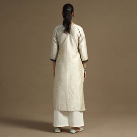 Buy Plain Solid Slub Silk Straight Kurta for Women
