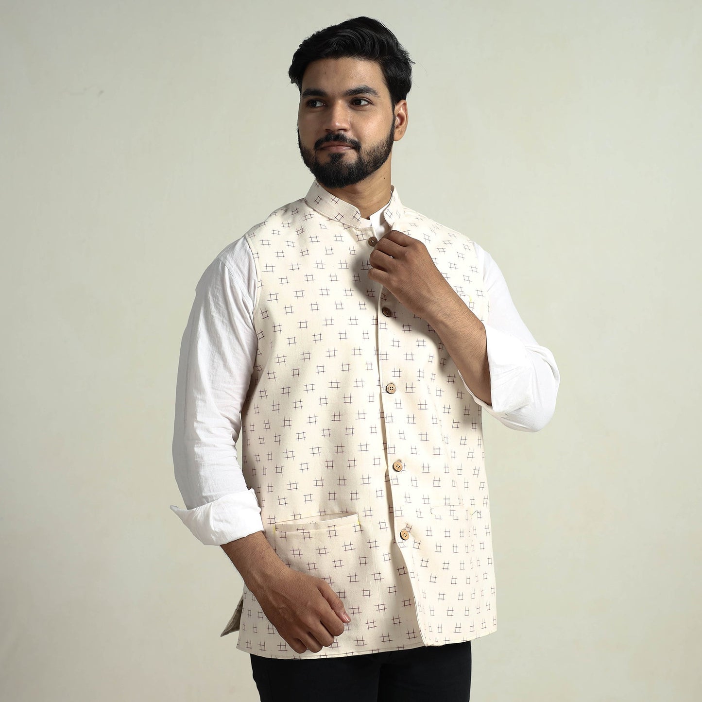 Pochampally Ikat Cotton Nehru Jacket
