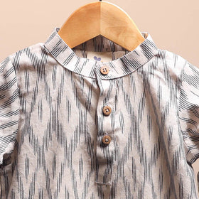 Beige - pochampally ikat cotton kids kurta (6-12 months) 20