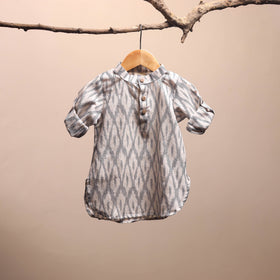 Beige - pochampally ikat cotton kids kurta (6-12 months) 20