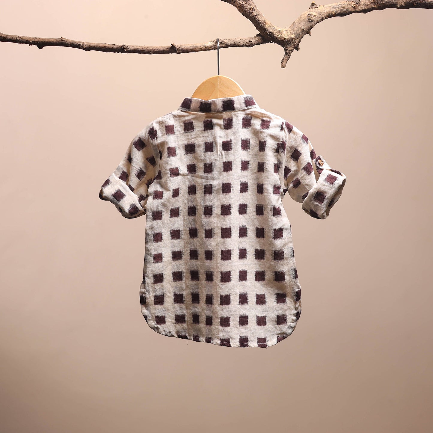 Beige - pochampally ikat cotton kids kurta (6-12 months) 21