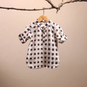 Beige - pochampally ikat cotton kids kurta (6-12 months) 21