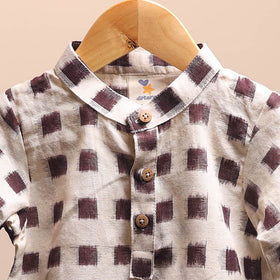 Beige - pochampally ikat cotton kids kurta (6-12 months) 21