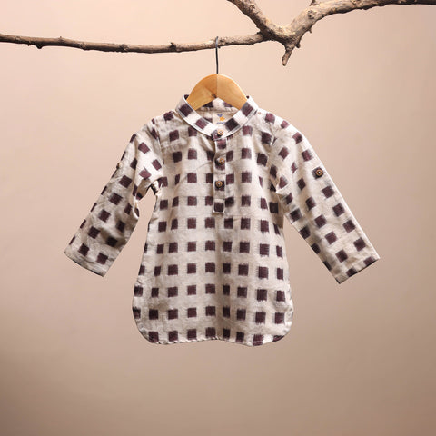 Beige - pochampally ikat cotton kids kurta (6-12 months) 21