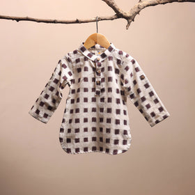 Beige - pochampally ikat cotton kids kurta (6-12 months) 21