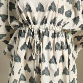 Beige - pochampally ikat weave cotton kaftan (medium) 20