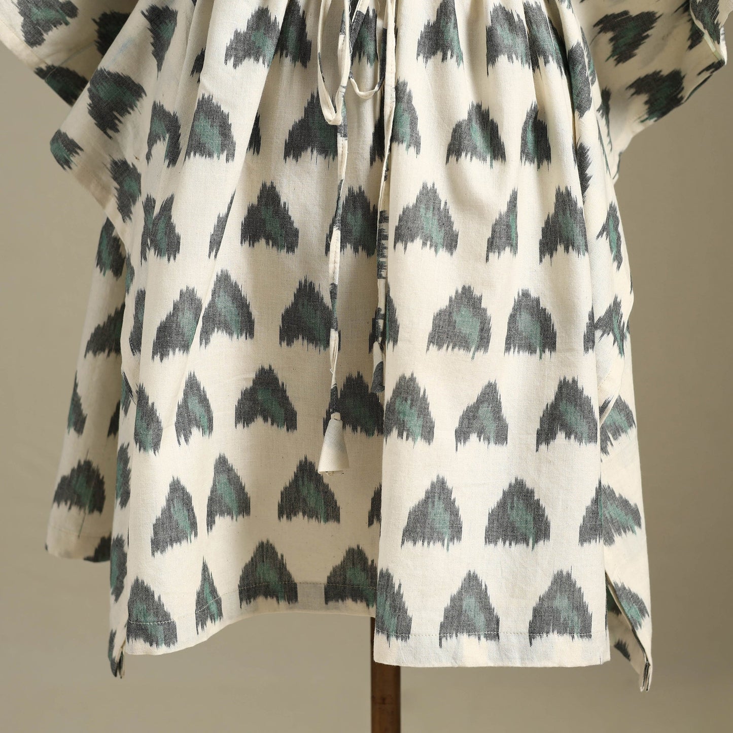 Beige - pochampally ikat weave cotton kaftan (medium) 20