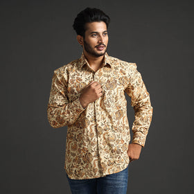  Premium Pedana Kalamkari Block Printed Cotton Men Full Sleeve Shirt Online at iTokri.com