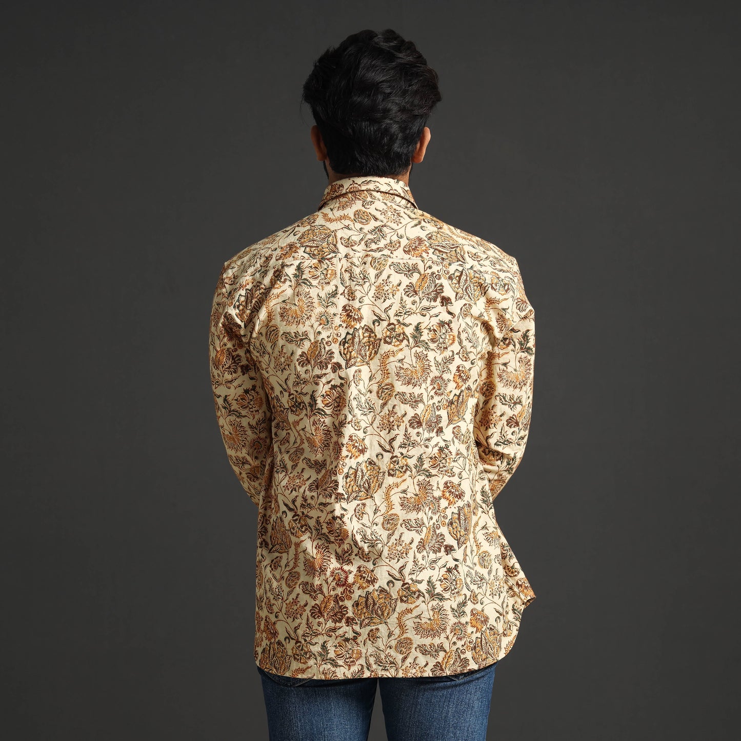  Premium Pedana Kalamkari Block Printed Cotton Men Full Sleeve Shirt Online at iTokri.com