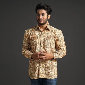  Premium Pedana Kalamkari Block Printed Cotton Men Full Sleeve Shirt Online at iTokri.com
