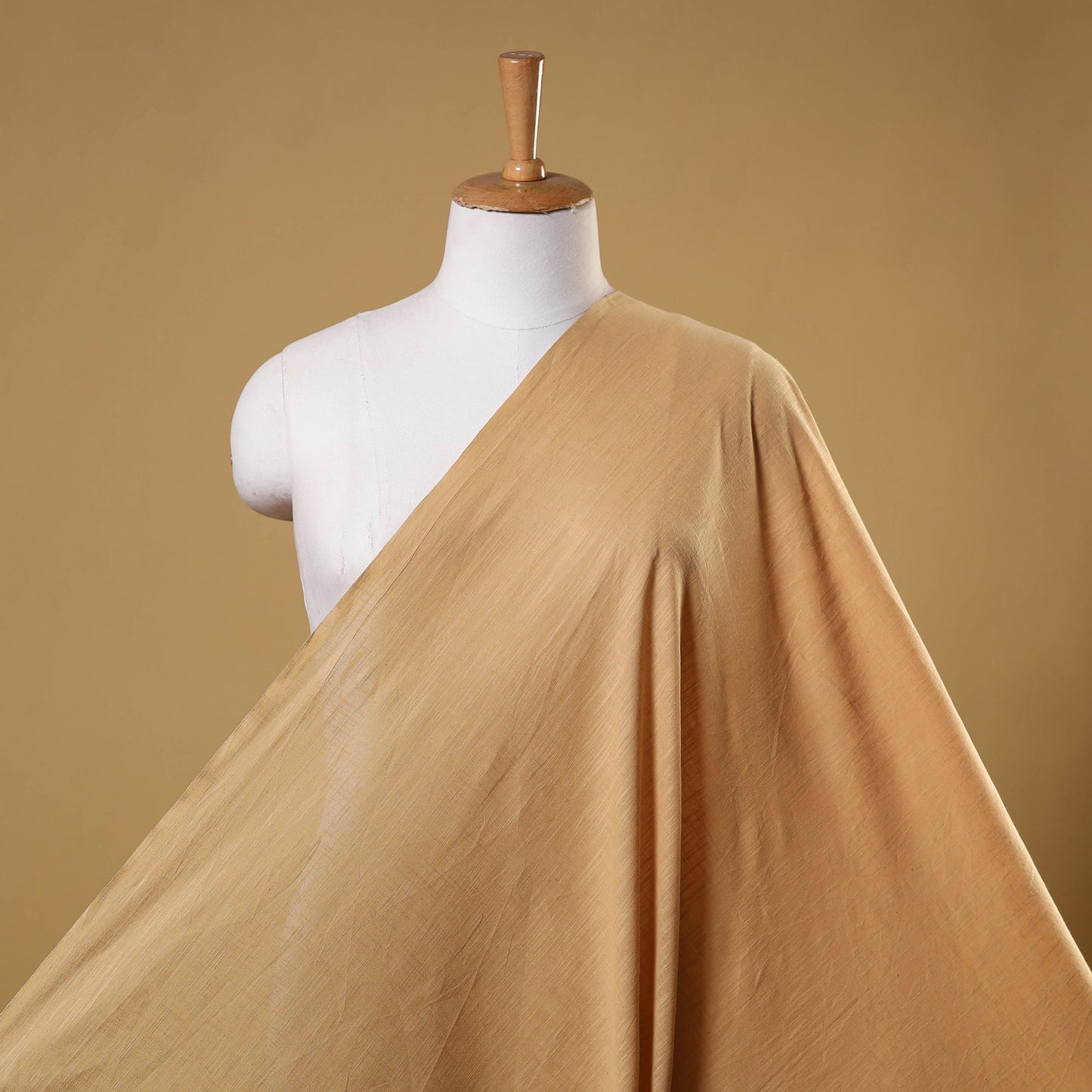 Beige Prewashed Slub Cotton Plain Fabric
