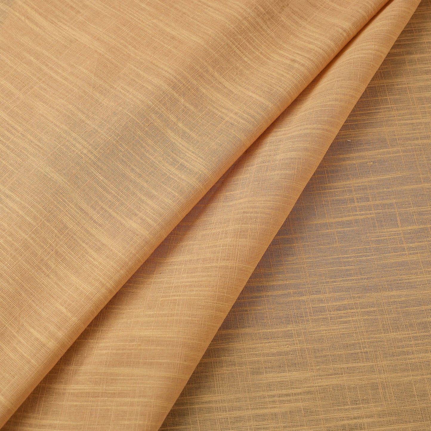 Beige Prewashed Slub Cotton Plain Fabric