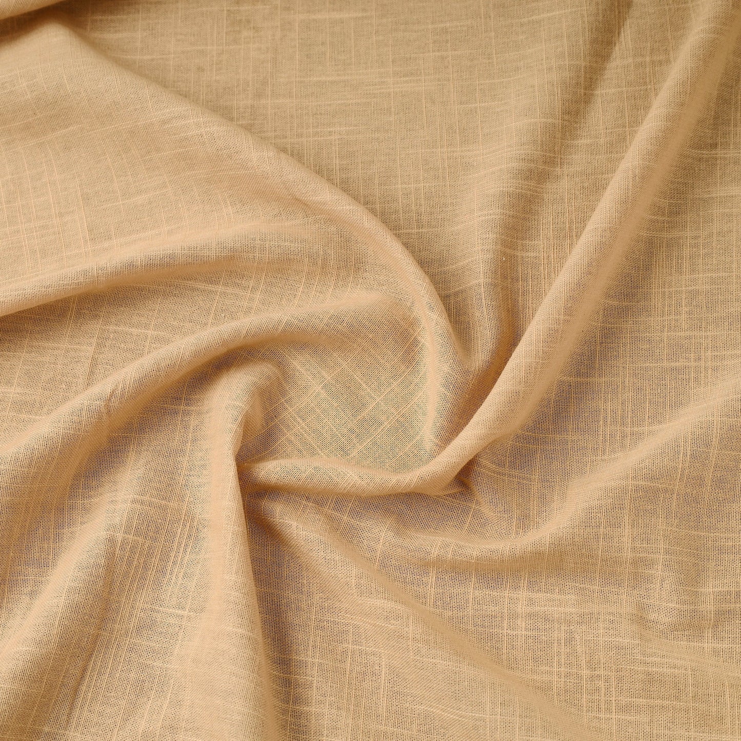 Beige Prewashed Slub Cotton Plain Fabric