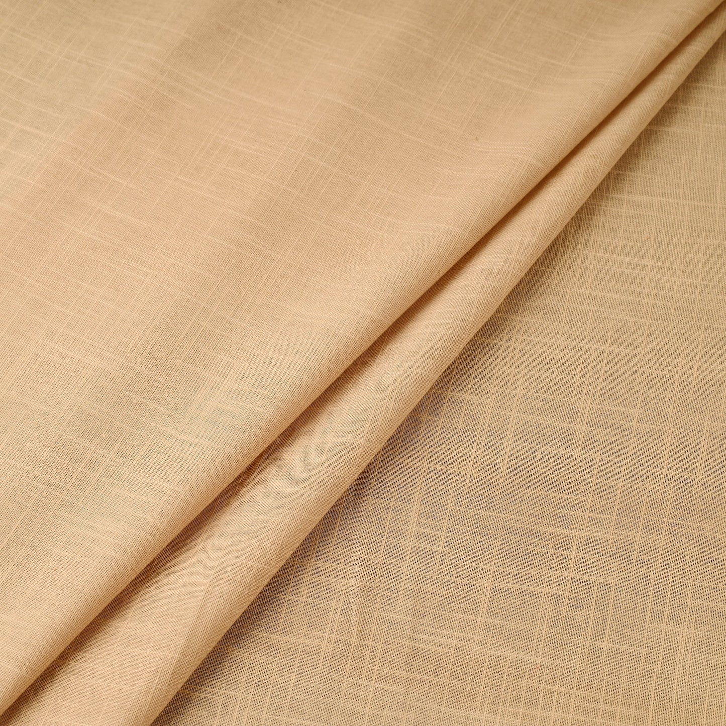 Beige Prewashed Slub Cotton Plain Fabric