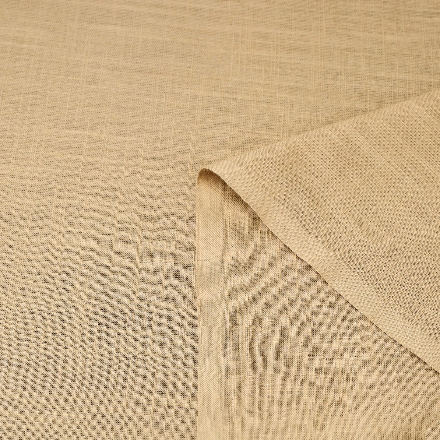 Beige Prewashed Slub Cotton Plain Fabric