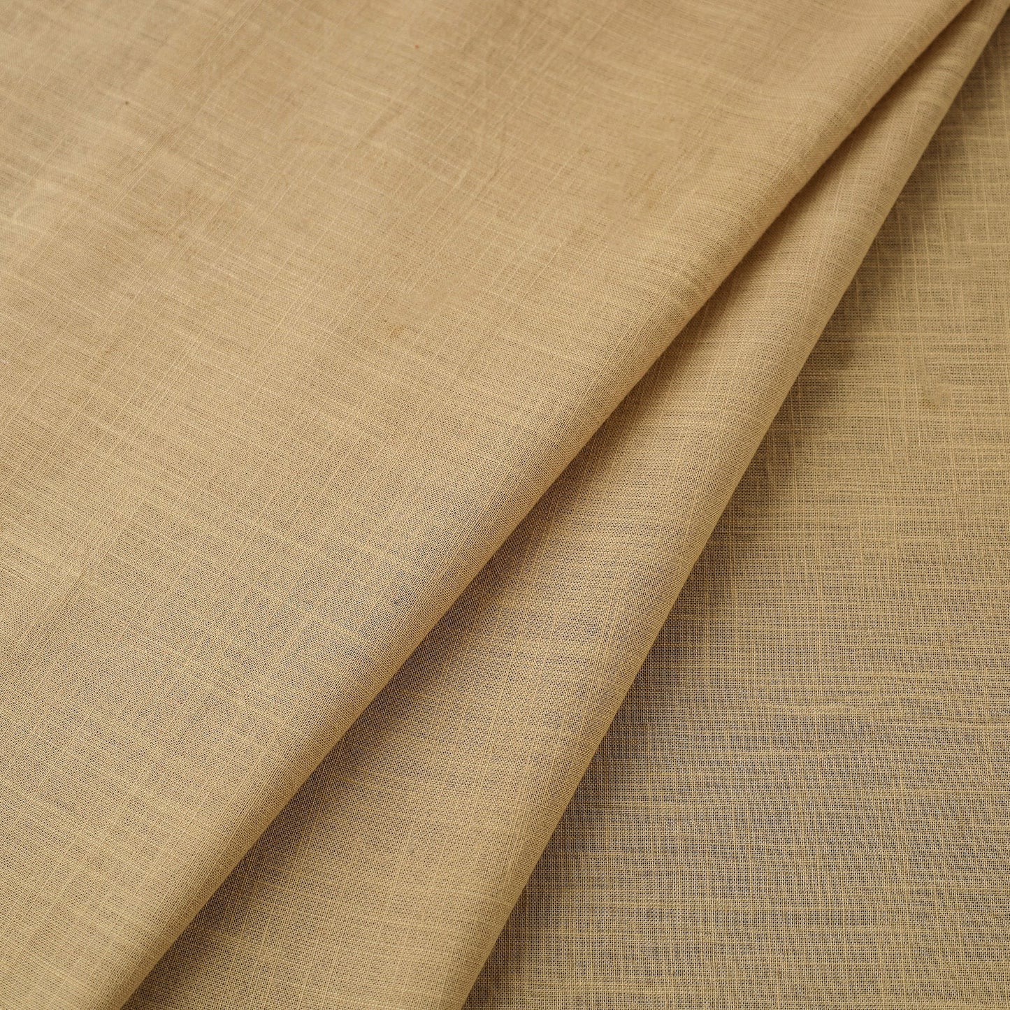 Beige Prewashed Slub Cotton Plain Fabric