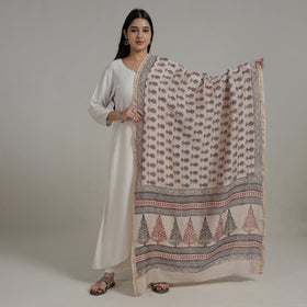  Block Printed Chanderi Silk Bagh Dupatta