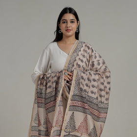  Block Printed Chanderi Silk Bagh Dupatta