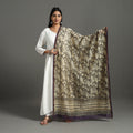 Buy Beige Block Printed Chanderi Silk Sanganeri Dupatta Online