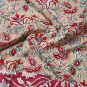 Beige - printed cotton blouse piece 57 - handcrafted