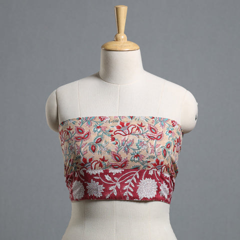 Beige - printed cotton blouse piece 57 - handcrafted