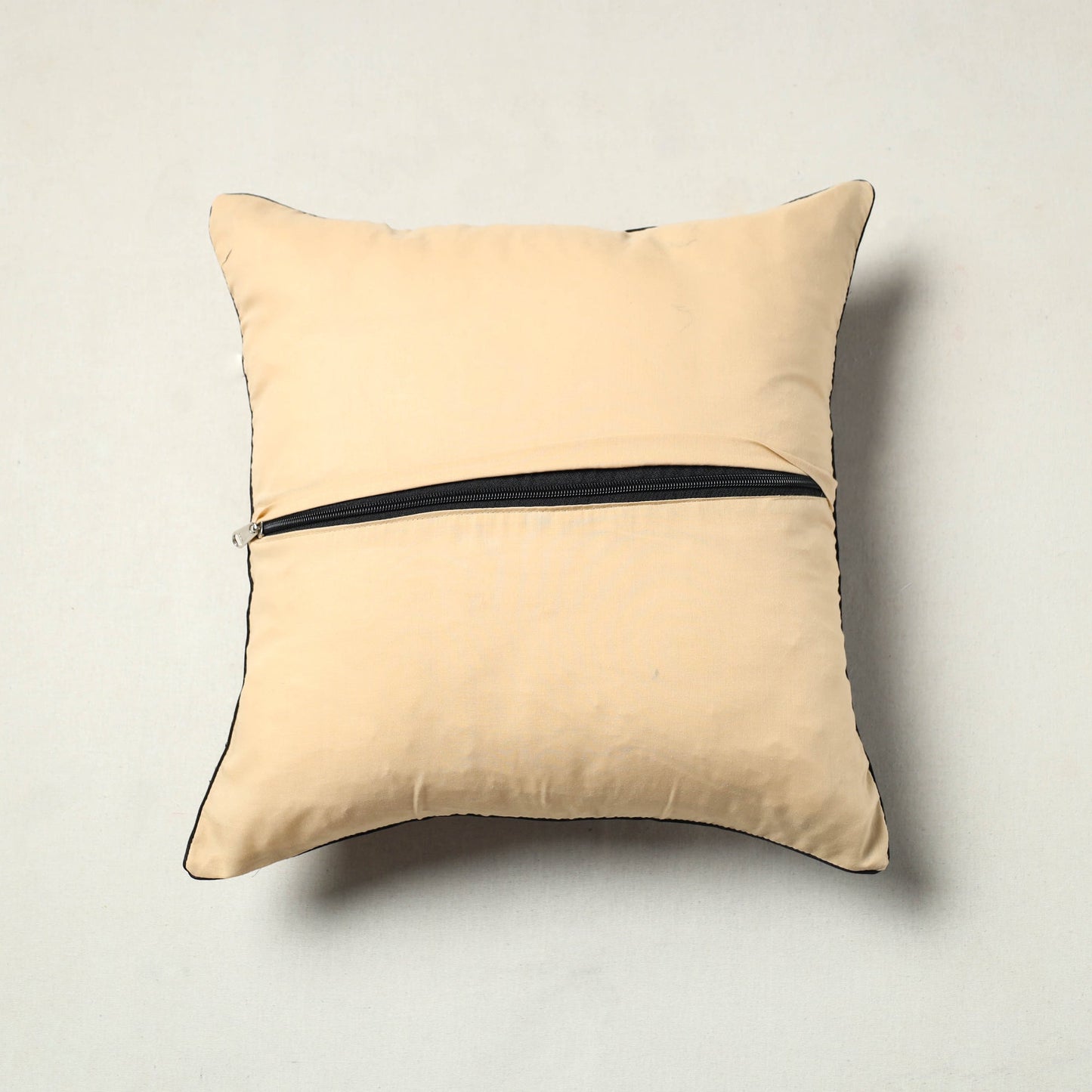 Beige - Block Printed Cotton Ajrakh Cushion Cover (16 x 16 in) 11