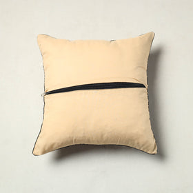 Beige - Block Printed Cotton Ajrakh Cushion Cover (16 x 16 in) 11