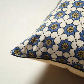 Beige - Block Printed Cotton Ajrakh Cushion Cover (16 x 16 in) 11