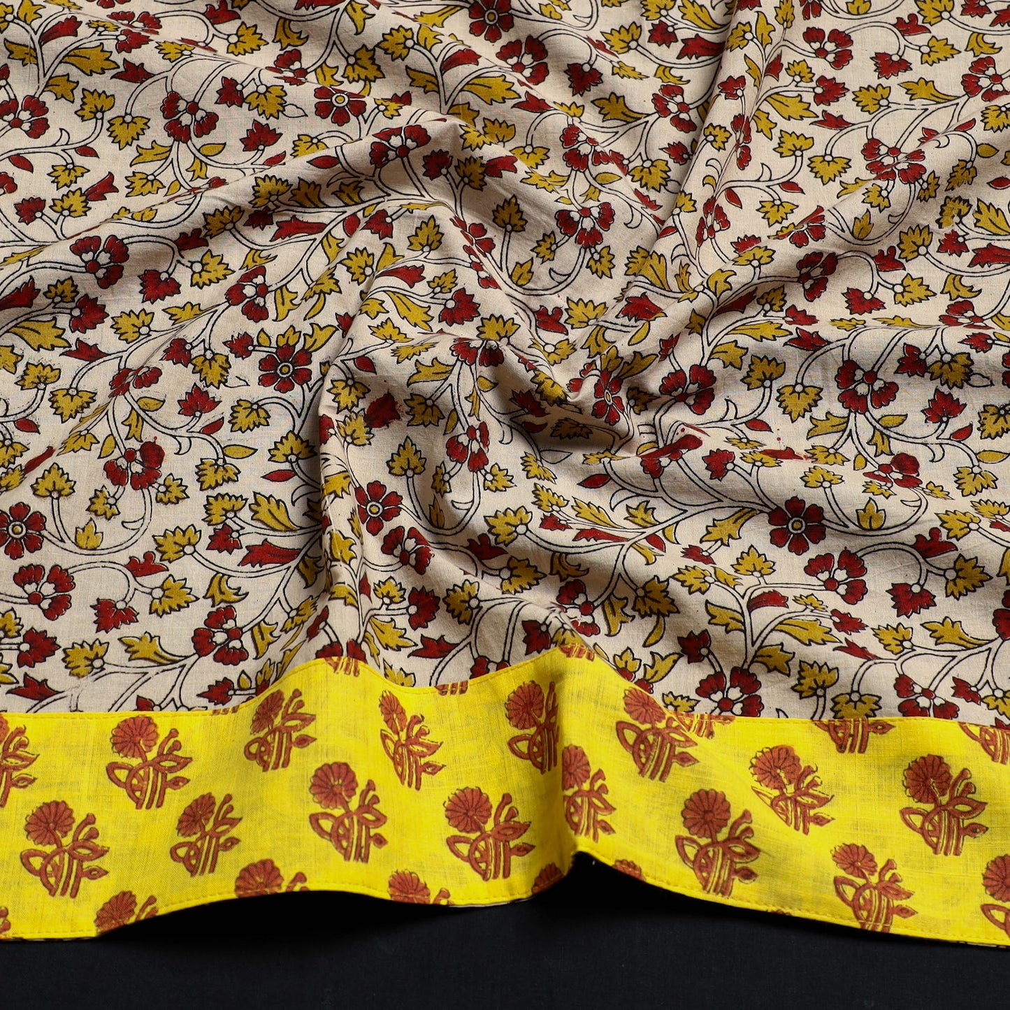 Beige - printed cotton kalamkari blouse piece 22