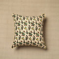 Beige - cotton printed kalamkari cushion cover (16 x 16 in)