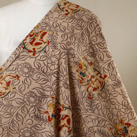 Beige - printed cotton kalamkari fabric 02 - handcrafted