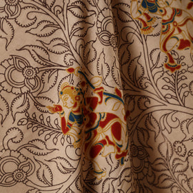 Beige - printed cotton kalamkari fabric 02 - handcrafted