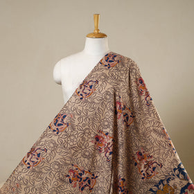 Beige - printed cotton kalamkari fabric 03 - handcrafted