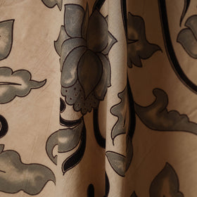 Beige - printed cotton kalamkari fabric 06 - handcrafted