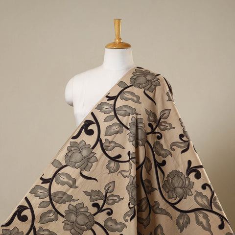 Beige - printed cotton kalamkari fabric 06 - handcrafted