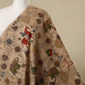 Beige - printed cotton kalamkari fabric 07 - handcrafted