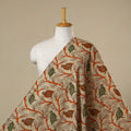 Beige - printed cotton kalamkari fabric 15 - handcrafted