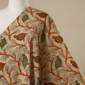 Beige - printed cotton kalamkari fabric 15 - handcrafted
